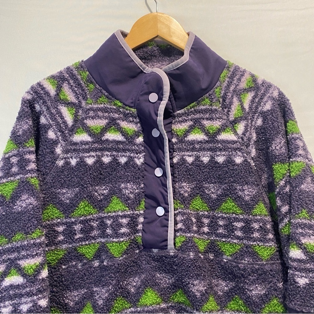 HYBA Sherpa Fleece cabincore Quarter Pullover with Raglan Sleeves sz Large - Picture 4 of 16